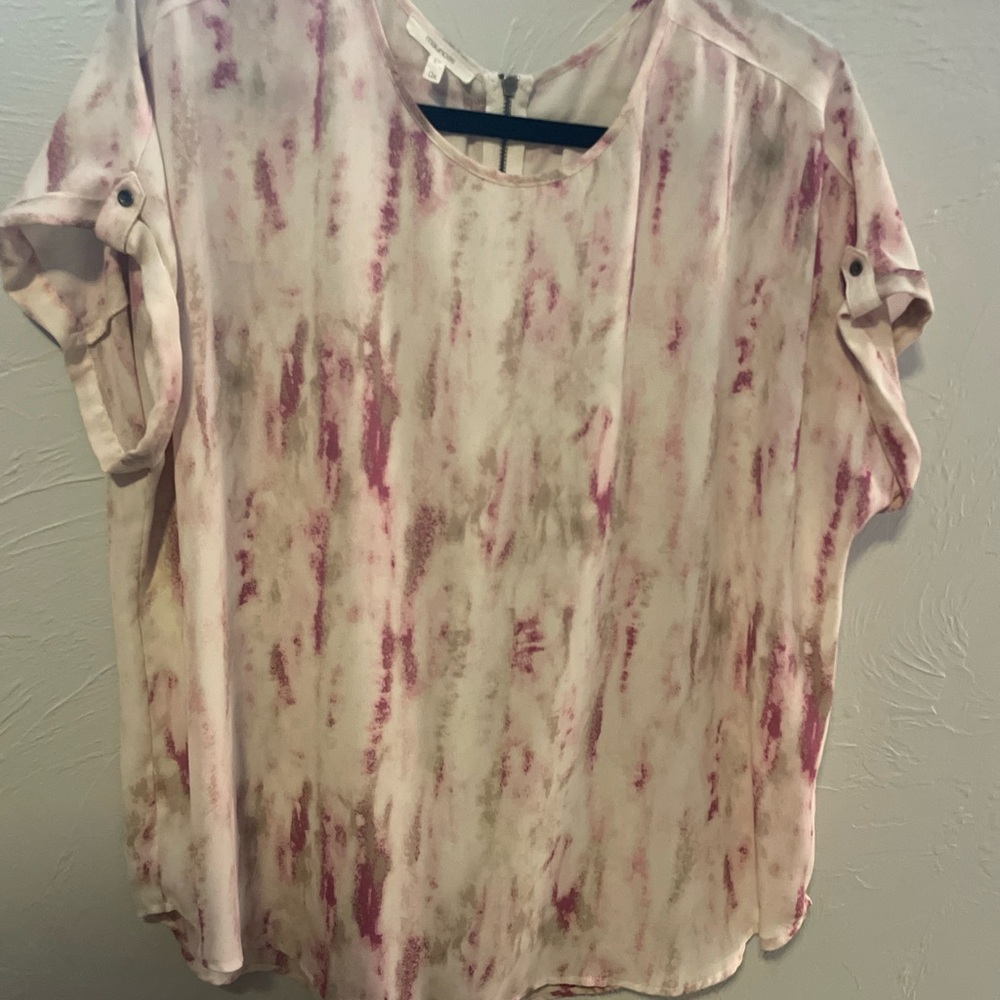 Maurices Pink and Cream Blouse